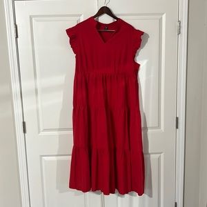 Flutter Sleeve Ruffle Hem Dress